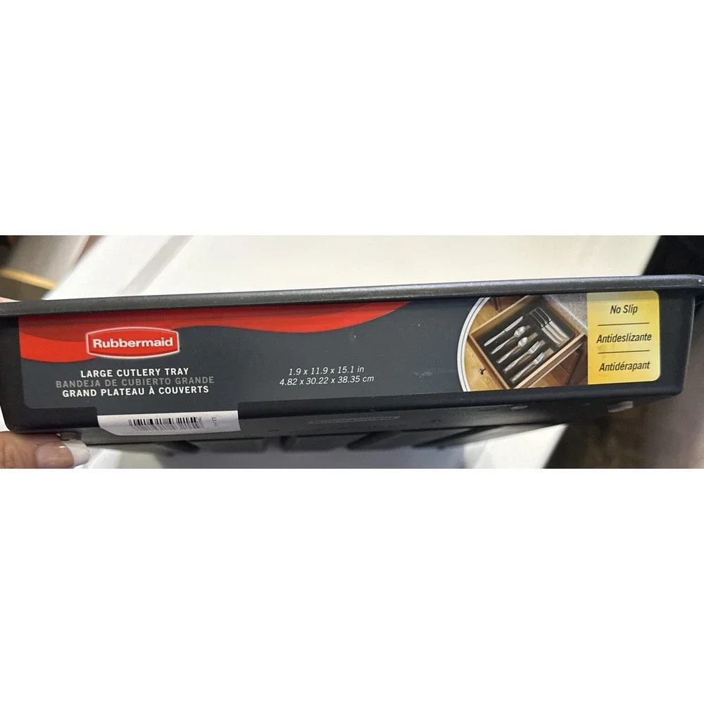 Rubbermaid No-Slip Large, Silverware Tray‎ Organizer, Black with Brown.